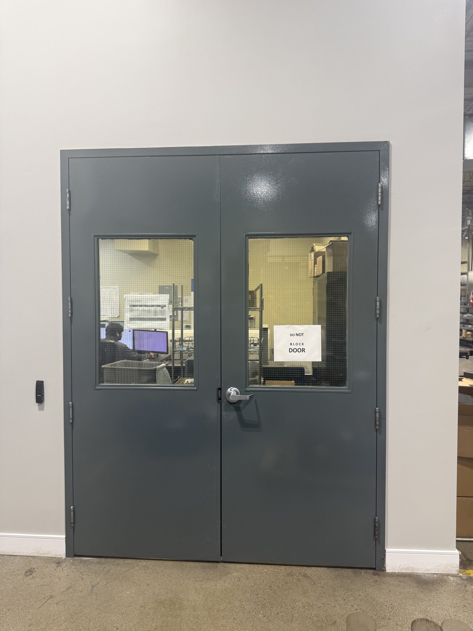 Hollow metal double doors with vision panels